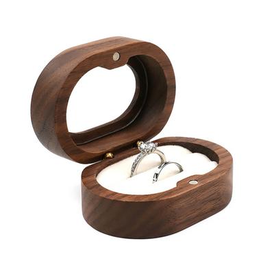 Holzringbox mit 2 Schlitzen Kleiner Holz-Doppelringhalter Etui Rustikale Schmuck-Geschenkaufbewahrungsbox für Verlobung