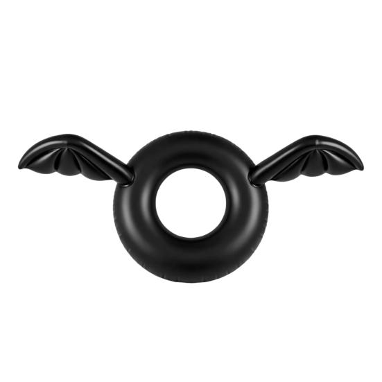 Inflatable Pool Float Creative Bat Wings Decor Black Thickened PVC Swim Ring