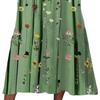 Women Floral Boho Summer Swing Dress Midi Length Flowy Pleated with Pockets Casual Crew Neck Half Sleeve