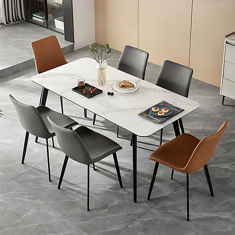 Modern Minimalist Italian Metal Dining Chair with Backrest - Light Luxury Style for Living Room and Home