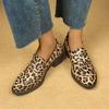 New, Simple Casual Versatile Round Head Single Shoes Women's Autumn New College Style Skirt Commuter Thick Heel Leopard Print