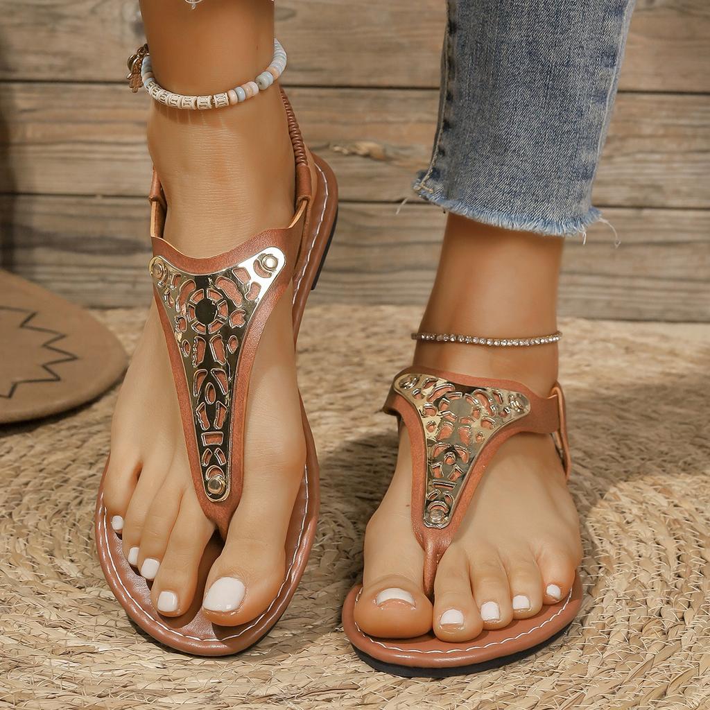 Women's Rhinestone Thong Flat Sandals T-Strap Fashion Sandals Strap Summer Sandals