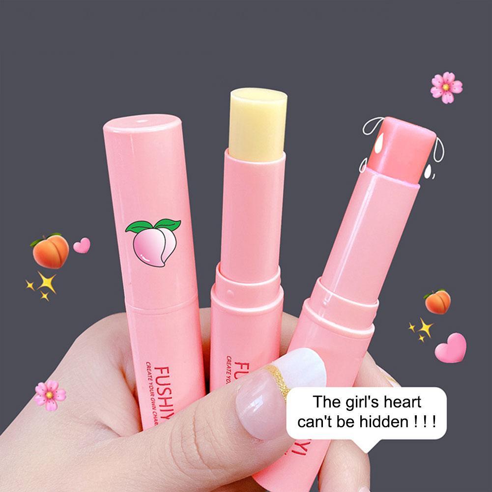 1 PC Natural Pêssego Lip Balm Hidratante de Longa Duração Mudança de Temperatura Produto de Hidratação Anti-R6X4