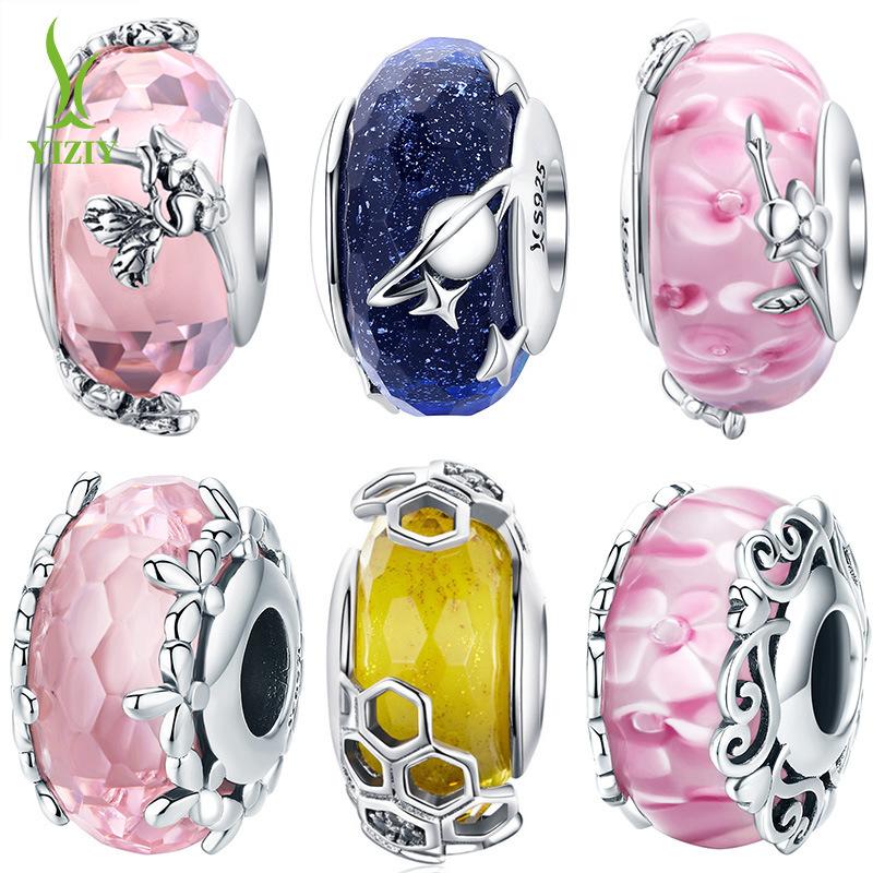 Design S925 Silver Glazed Bead Collection Diy Beaded Bracelet Jewelry Accessories
