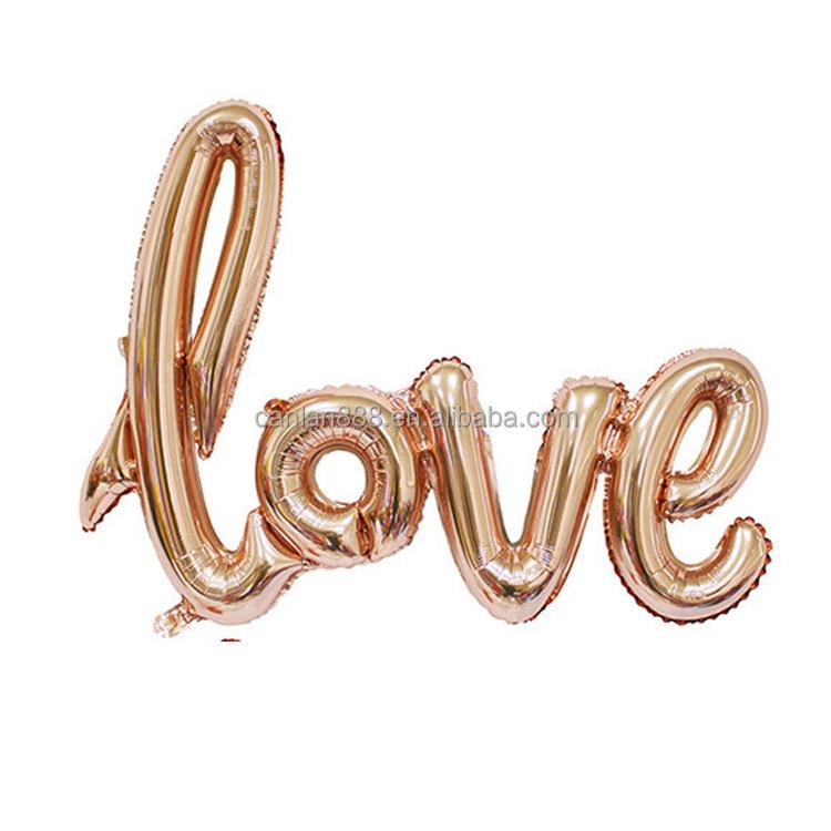 Handwritten Love Letter Conjoined Wedding Decoration Aluminum Foil Balloon for Valentines Day Love Balloon