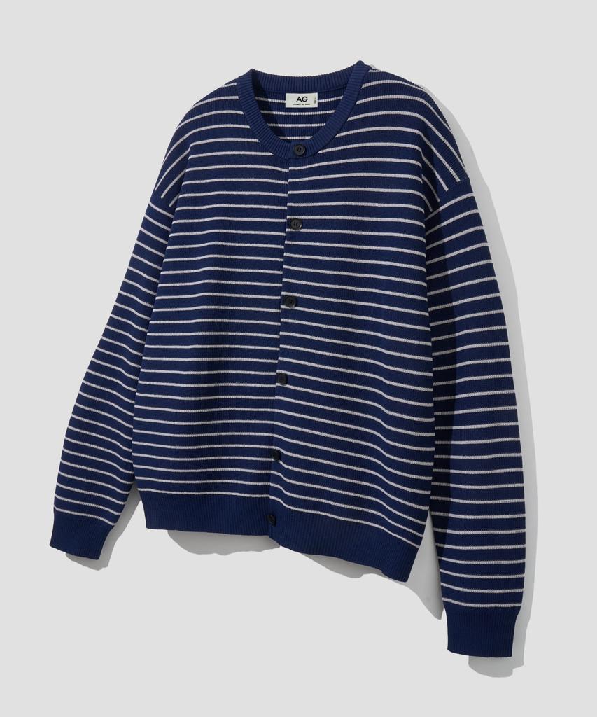 Agod Striped Knit Cardigan [Navy]