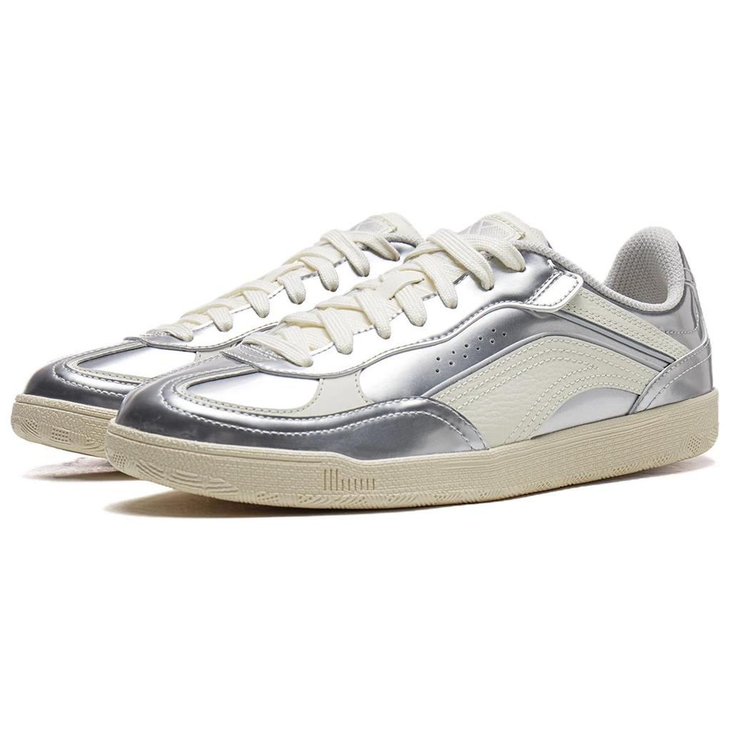 Li-Ning Heart Flow Slim Versatile Retro Wear-Resistant Shock Absorbing Low-Top Casual Shoes Women Sneaker Beige Silver AGCW122-3