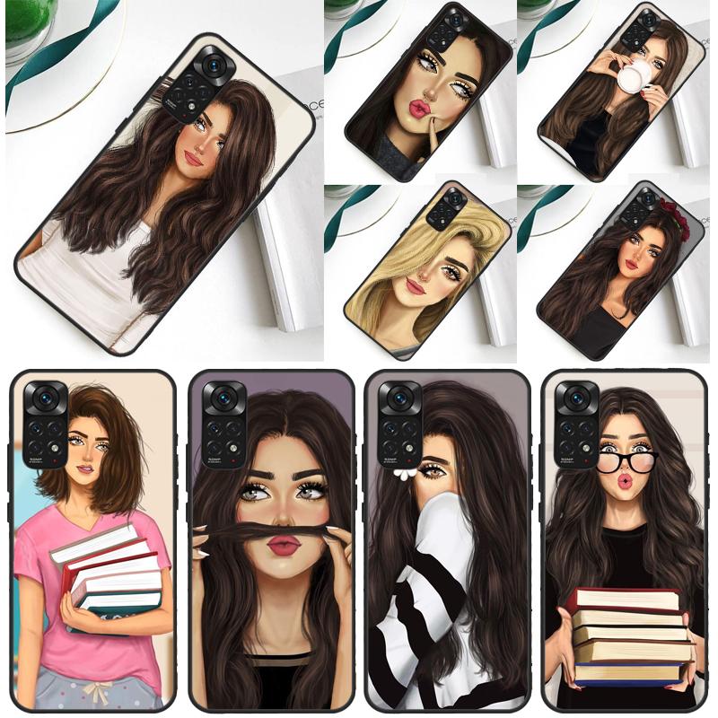 Brunette Blonde Girl Cute Case For Xiaomi Redmi Note 13 Pro 14 12 9 10 11 Pro 10S 11S 12S Redmi 10C 13C 14C 12C Cover
