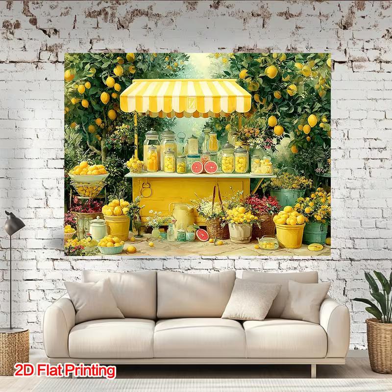 2D Fresh Lemon Tree Backdrop, Summer Lemon Shop Photography Background