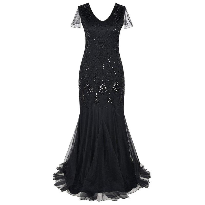 Sequined Dress Retro Dress Plus Size Banquet Party Dress Skirt Female