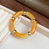 Neue gespleißte Bambusrohr Acryl Runde Armreifen für Damen Herren Mode Smuding Geometrische Armbänder Elastischer Armreif Partner Schmuck X