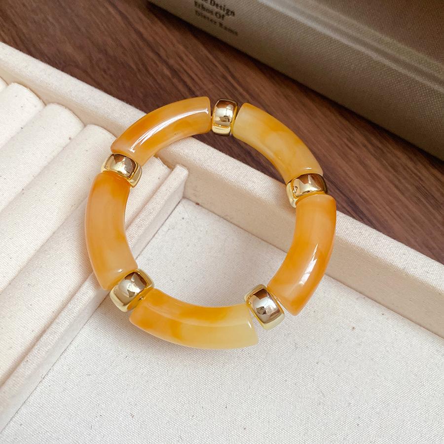 Neue gespleißte Bambusrohr Acryl Runde Armreifen für Damen Herren Mode Smuding Geometrische Armbänder Elastischer Armreif Partner Schmuck X