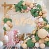 Vintage Avocado Apricot Birthday Balloon Chain Arch Set Simulation Ivy Background Wall Party Decoration Arrangement