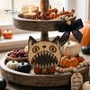 Ornements Uniques en Bois Faits à la Main, Ornements en Bois d'Halloween, Décorations Citrouille/Chat Vieillies, Accents Décoratifs Style Vintage pour Bureau et Mur