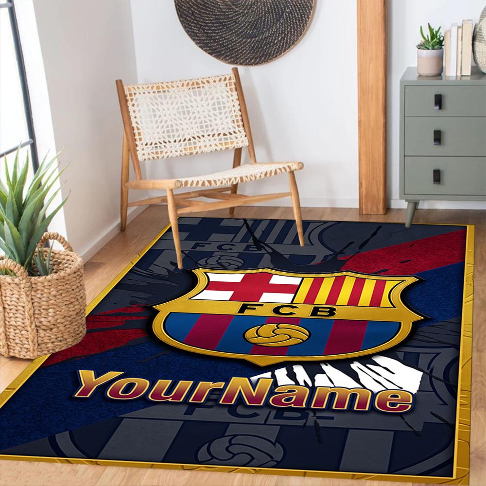 FC Barcelona personalisierter Namens-Teppich Perfekt für Esszimmer im Freien Eingangsbereich Flur Rutschfester Teppich Büros Dekorieren Hochzeitsfeier Geschenk