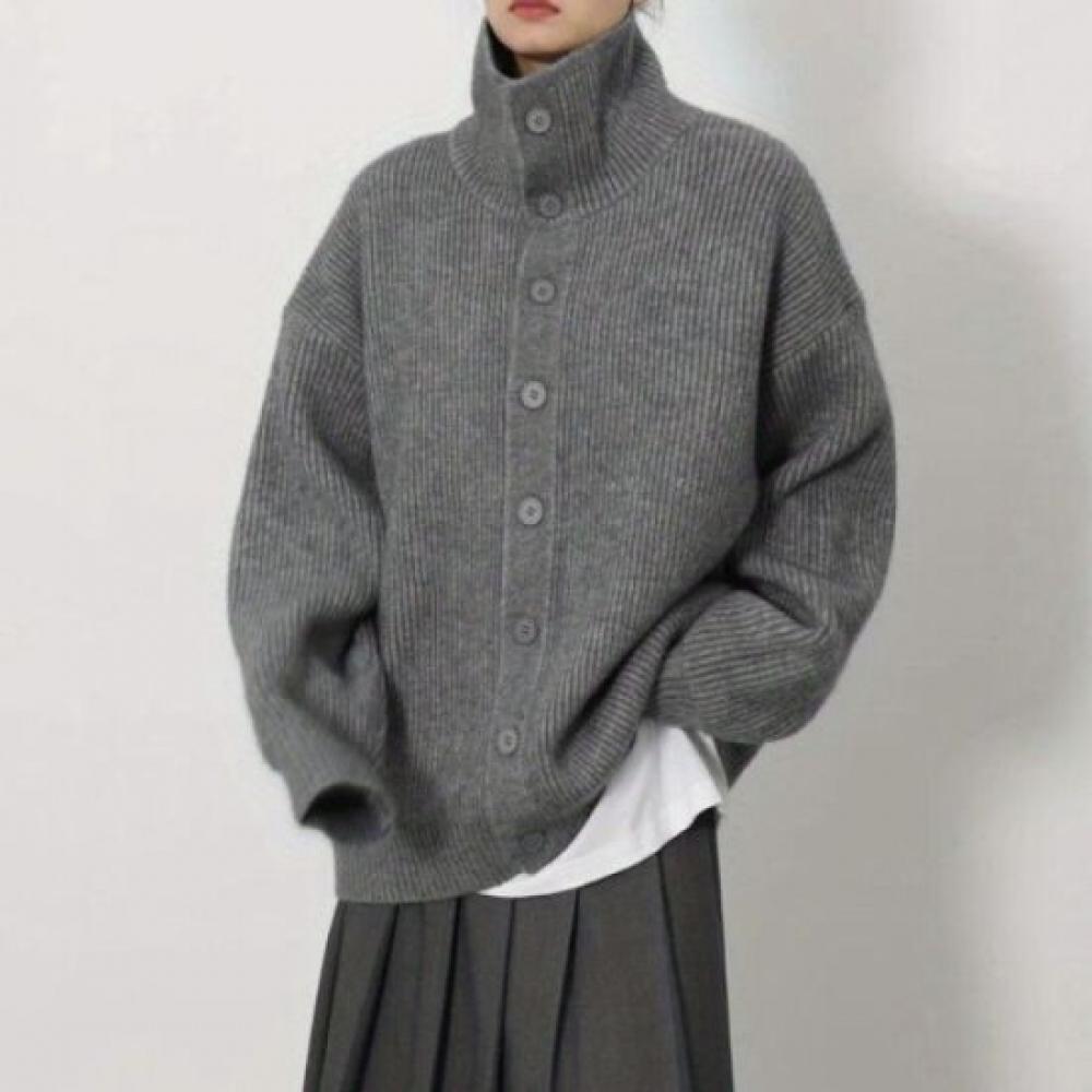 Navava Women Simple Daily Ribbed Long Sleeve Knit Cardigan Nk2689