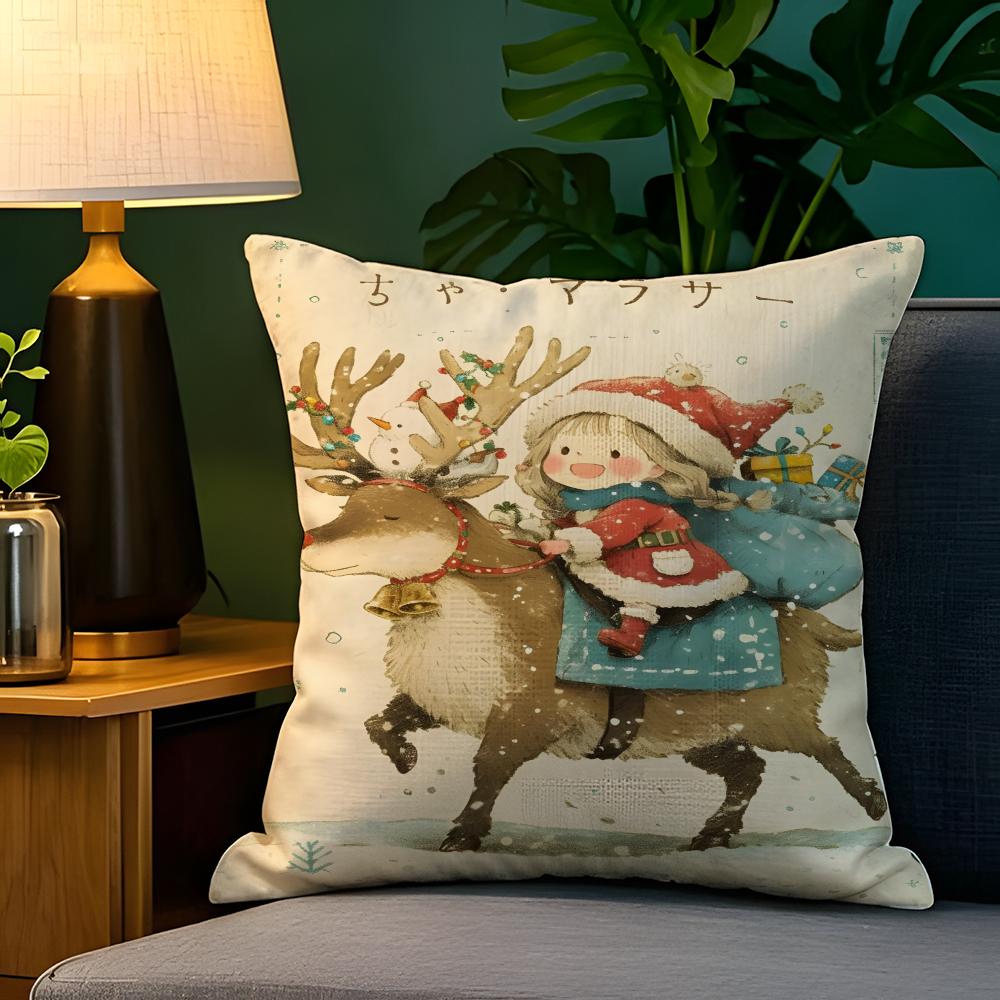 Stampstyle girl illustrations Pillow Case Natural Linen Pillow Case DoubleSided Decor Sofa Pillowcase Home Decor