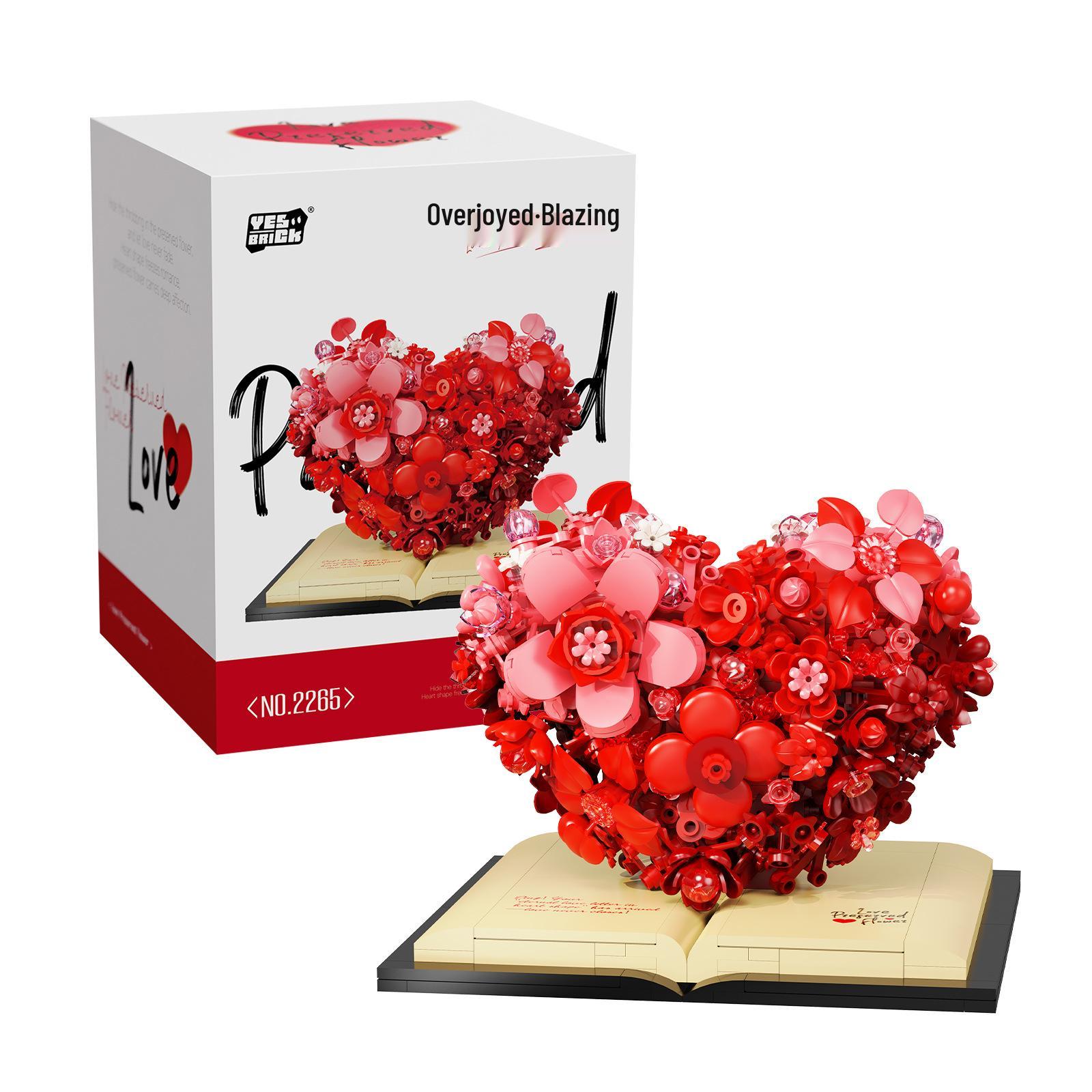 Heart Blooming 3D Flower Blocks: Eternal Love Desktop Ornament, INS Style