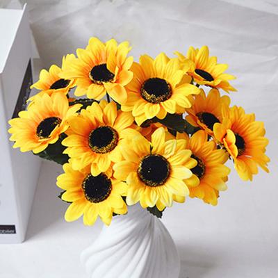 Odevmensy 1 Bouquet 7 Heads Artificial Sunflower Faux Silk Flowers Home Wedding Decor