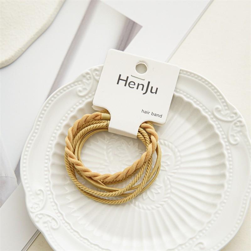 Summer New High-elasticity Durable Simple Braid Hair Elastic Hairband Hairpin Set Headwear