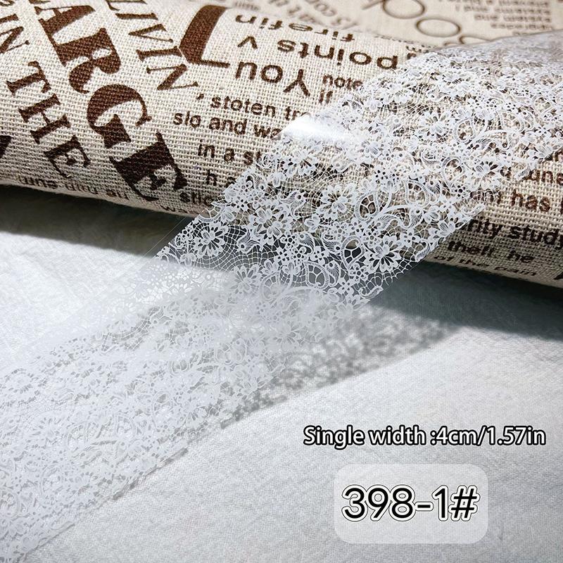 1/10 Rotolo Elegante Bianco Nero Pizzo Fiore Unghie Foil da Trasferimento Fantasia Retrò Floreale Cielo Stellato Carta Adesiva Manicure Accessori