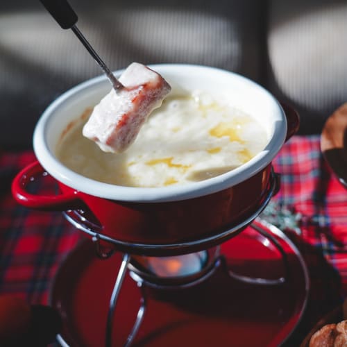 PEARL METAL Belmani Enamel Mini Fondue Pot Set, Red, H-3130