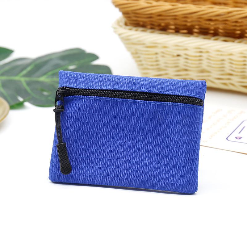 Solid Color Canvas Coin Purse & ID Card Holder with Zipper