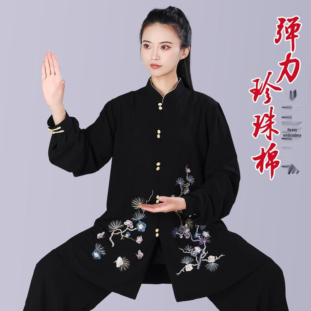 Hongji Women's Embroidered Tai Chi Suit for Spring, Summer, Autumn - Perfect for Morning Exercise, Martial Arts, and Chinese Style Practices