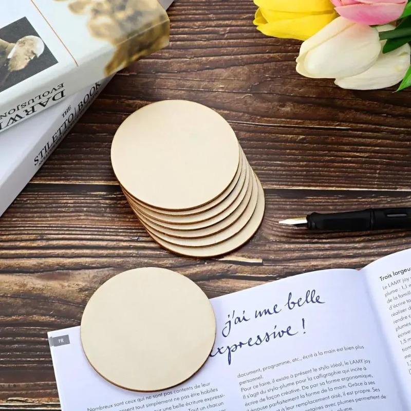 Natural Round Unfinished Wooden Discs Blank Wood Pieces Slice for Crafts Centerpieces Wooden DIY Christmas Ornaments