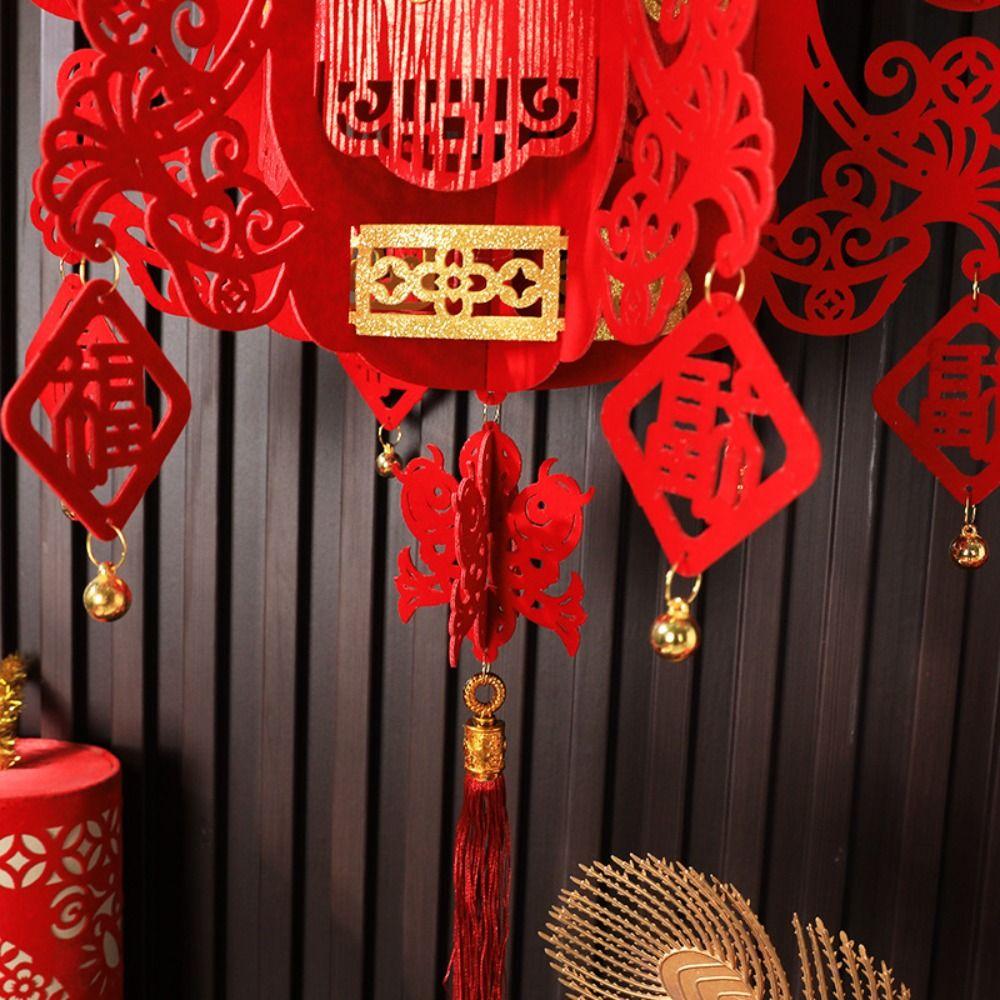 New Non-woven Chinese Lanterns Red 3D Festival Hanging Lanterns Handmade DIY New Year Lantern New Year