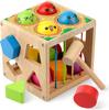 Coogam Wooden Montessori Children's Toy, Shapes Classification Cube Weight Blow Mole Fine Motorised Game for 1 2 3 18 Months Babies  Baby Gift