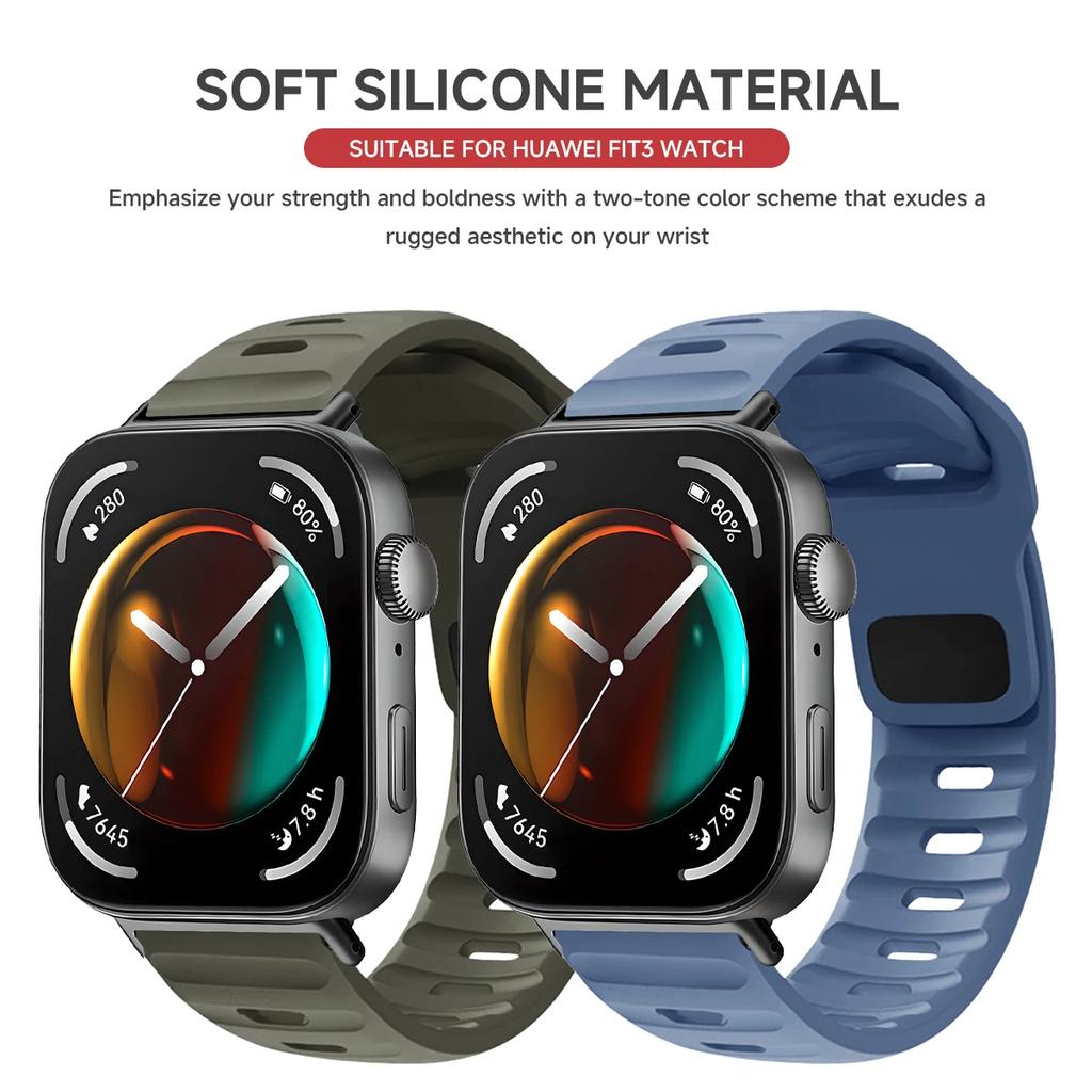 Silikonarmband für Huawei Watch Fit 3 Sport-Armband Austauschbar Atmungsaktiv Handgelenkband für Huawei Watch Fit3 2 1 Armband Correa