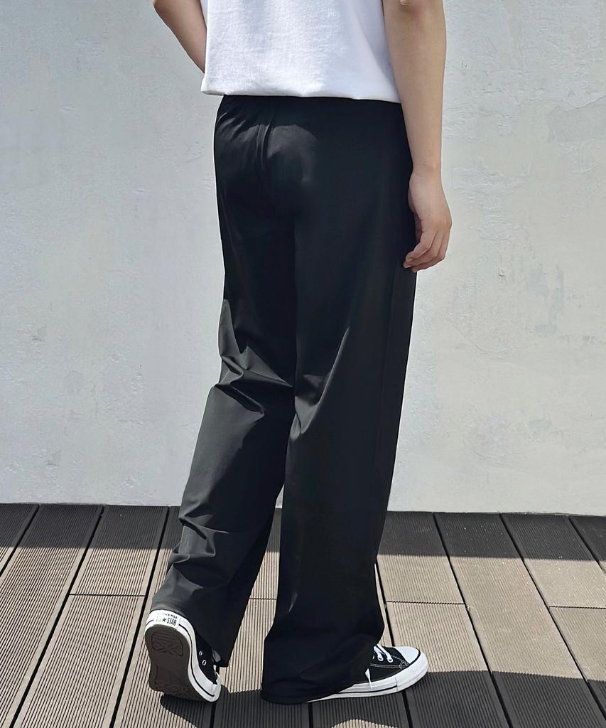 ROCKED GARAGE Unisex Cooling Semi-Wide Elastic Waist Pants_Black