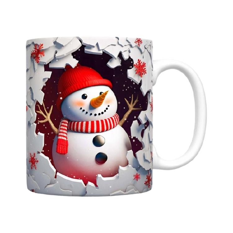 Festival Snowman Themed Ceramic Mugs Christmas Kitchenwares For Coffee Teas Dishwasher Friendly Homes Use
