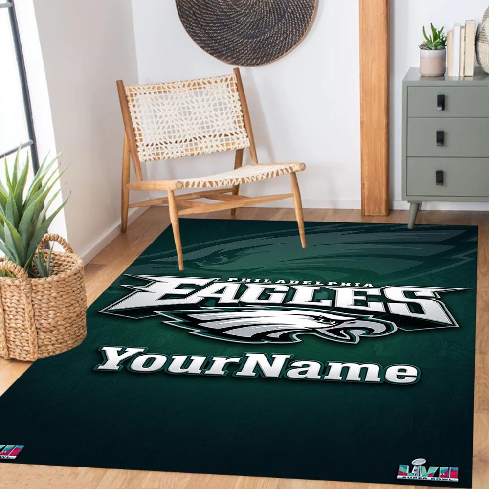 Philadelphia Eagles Customizable Name Area Rug Perfect For Outdoor Living Rooms Study Room Hallway Antislip Rug Decorate Offices