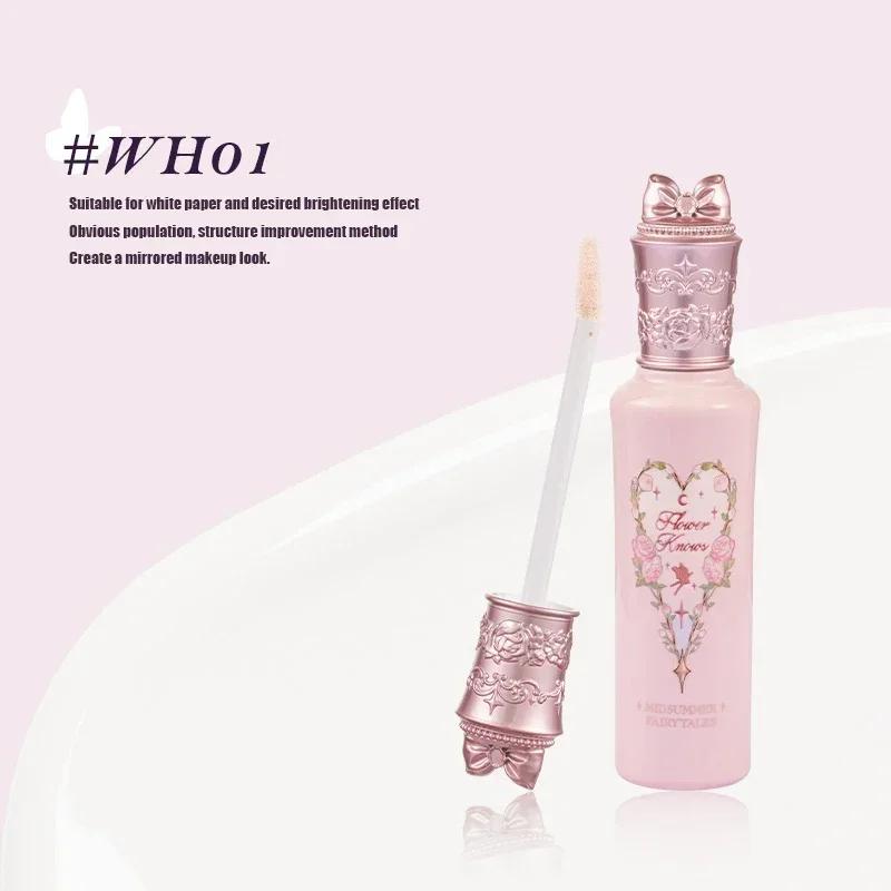 Flower Knows Скрывающий консилер Midsummer, Легкий крем с гиалуроновой кислотой, Жидкий хайлайтер для темных кругов и покраснений миндальный