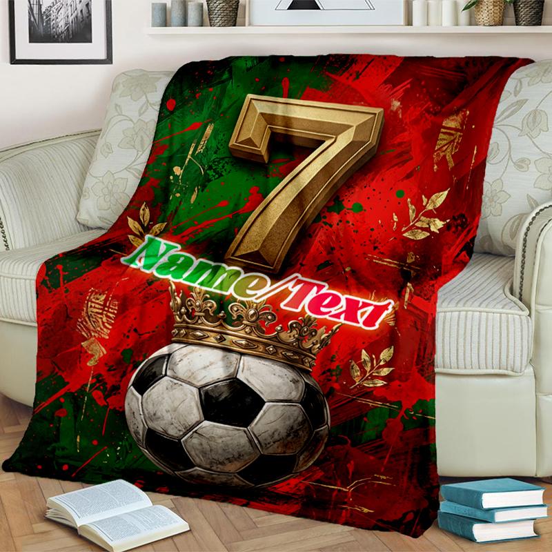 1PC Custom Name Soccer Legend Number outdooor Flannel blankets Throw Blanket All-Season Throw Gift Bedspread for Couch, Bed, Camping Holiday Birthday