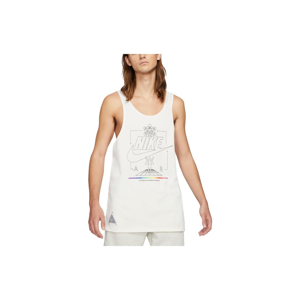 Nike Sportswear Series Logo Print Loose-Fit Breathable Sleeveless Tank Top Men Tops White DH4861-901