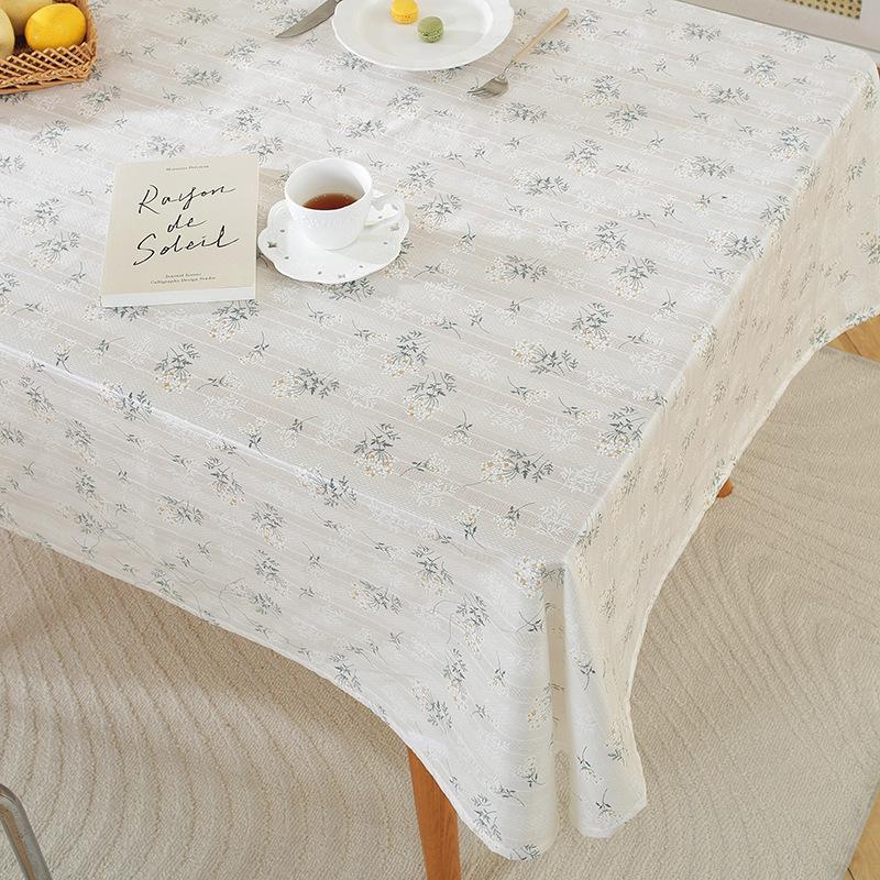 Pastoral Small Fresh Lilac Embroidered Tablecloth Geometric Rectangular Cover Towel Coffee Table Table Cloth Cover Cloth