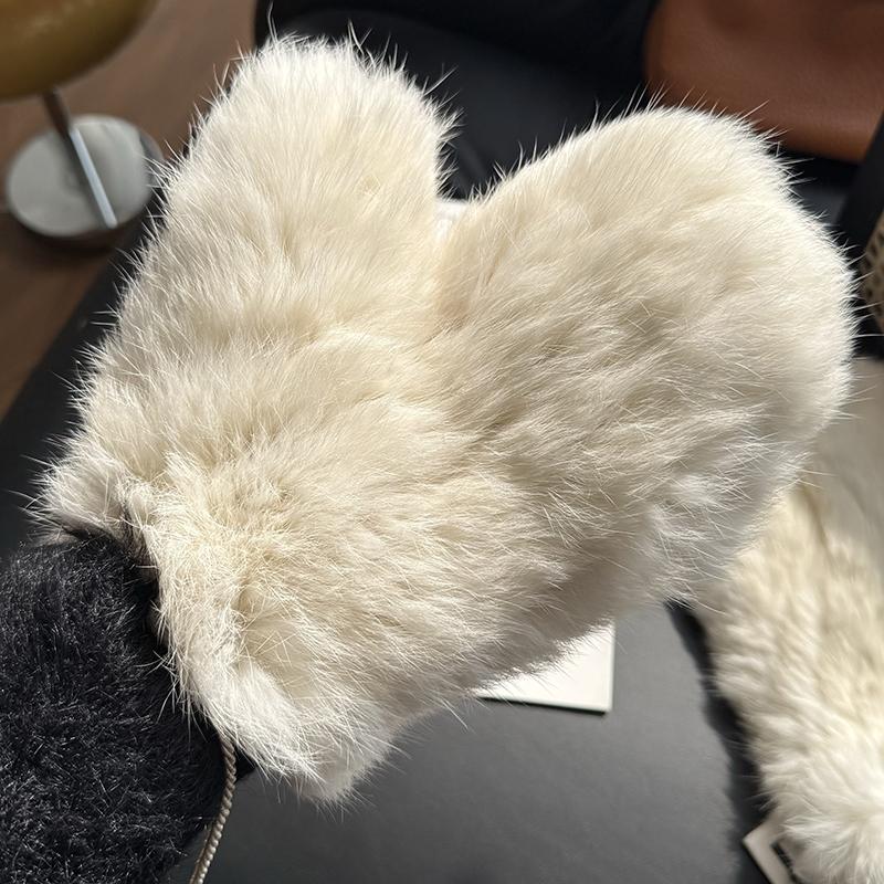 Winter Women Real Rabbit Fur Gloves Natural Thick Style Rabbit Fur Mittens Outdoor Girls Keep Warm Hand Knitted Fur Glove