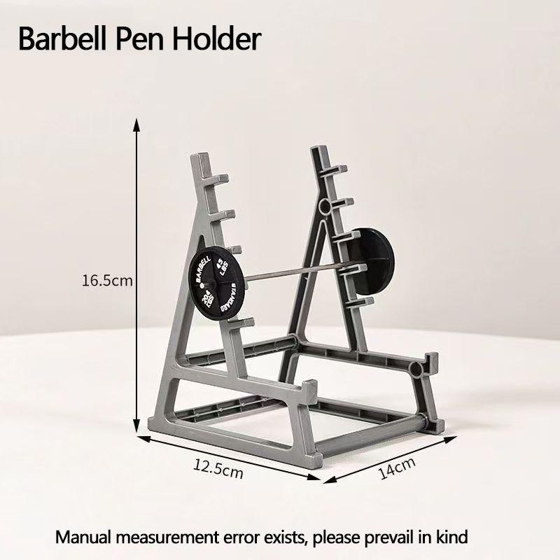

1-Piece Squat Rack Pencil Holder Set Mini Barbell Rack Pencil Organizer with Weight Plates Fitness-Themed Desktop Accessories