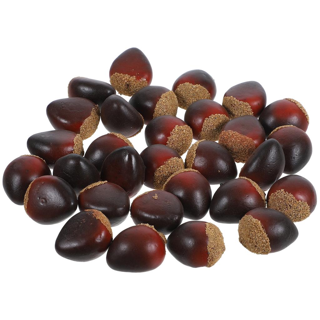 30 Pcs Foam Chestnut Artificial Nuts Decorations Fake Food Prop Nut Model Display Easy Clean Lightweight Portable