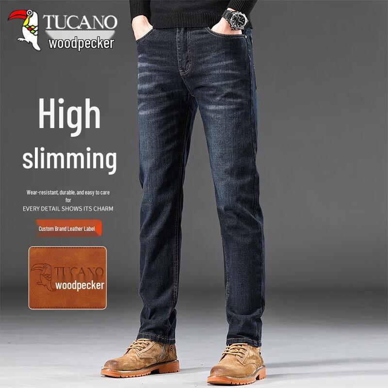 

TUCANO Men s Slim Fit Straight Leg Business Casual Jeans 32