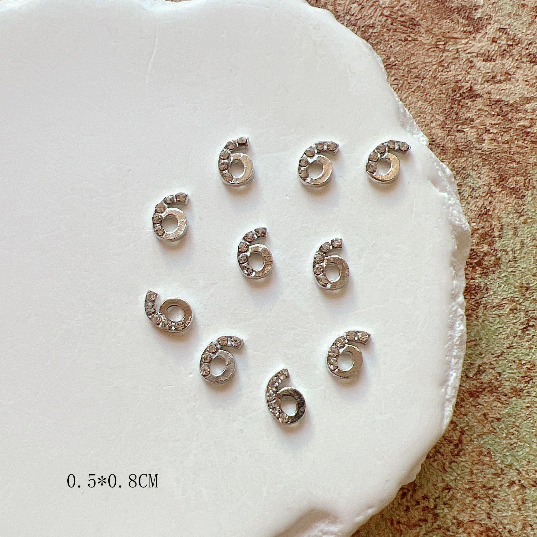 

Number-Shaped Rhinestone Alloy Nail Art Ornaments Pack of 10