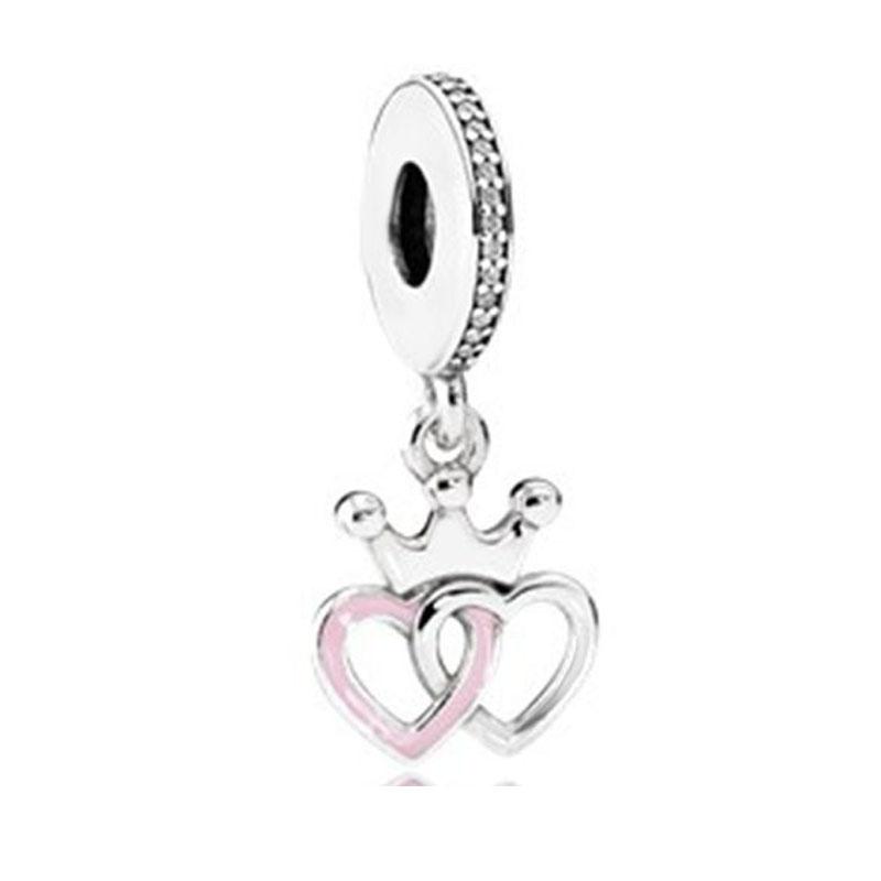 Fit Original Charms Bracelet 925 Silver Plated Pendant Pink Series Heart Flower Spring Butterfly Bead Women DIY Jewelry Making