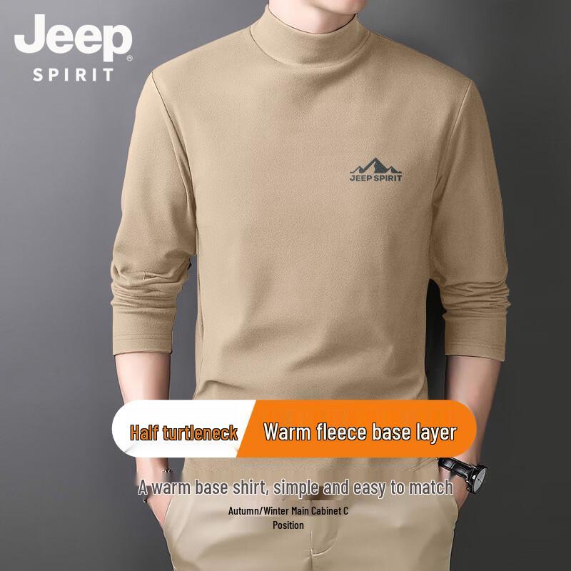 JEEP SPIRIT Men s Fleece-Lined Half-Turtleneck Long Sleeve Tee XXL