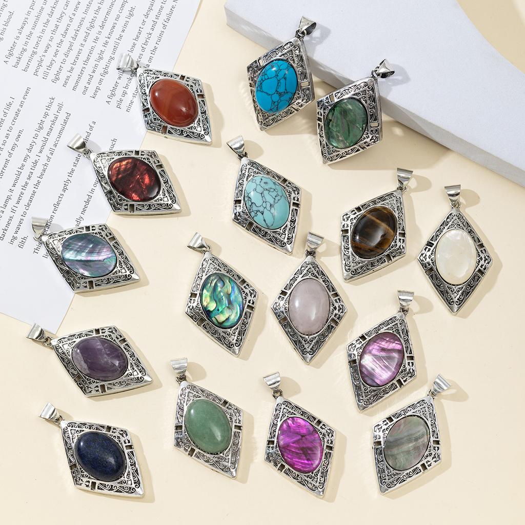 Sommerfarbe Muschel Anhänger Rhombus Spitze Anhänger 49x34mm Für Schmuckherstellung DIY Halskette Armband Ohrringe Zubehör