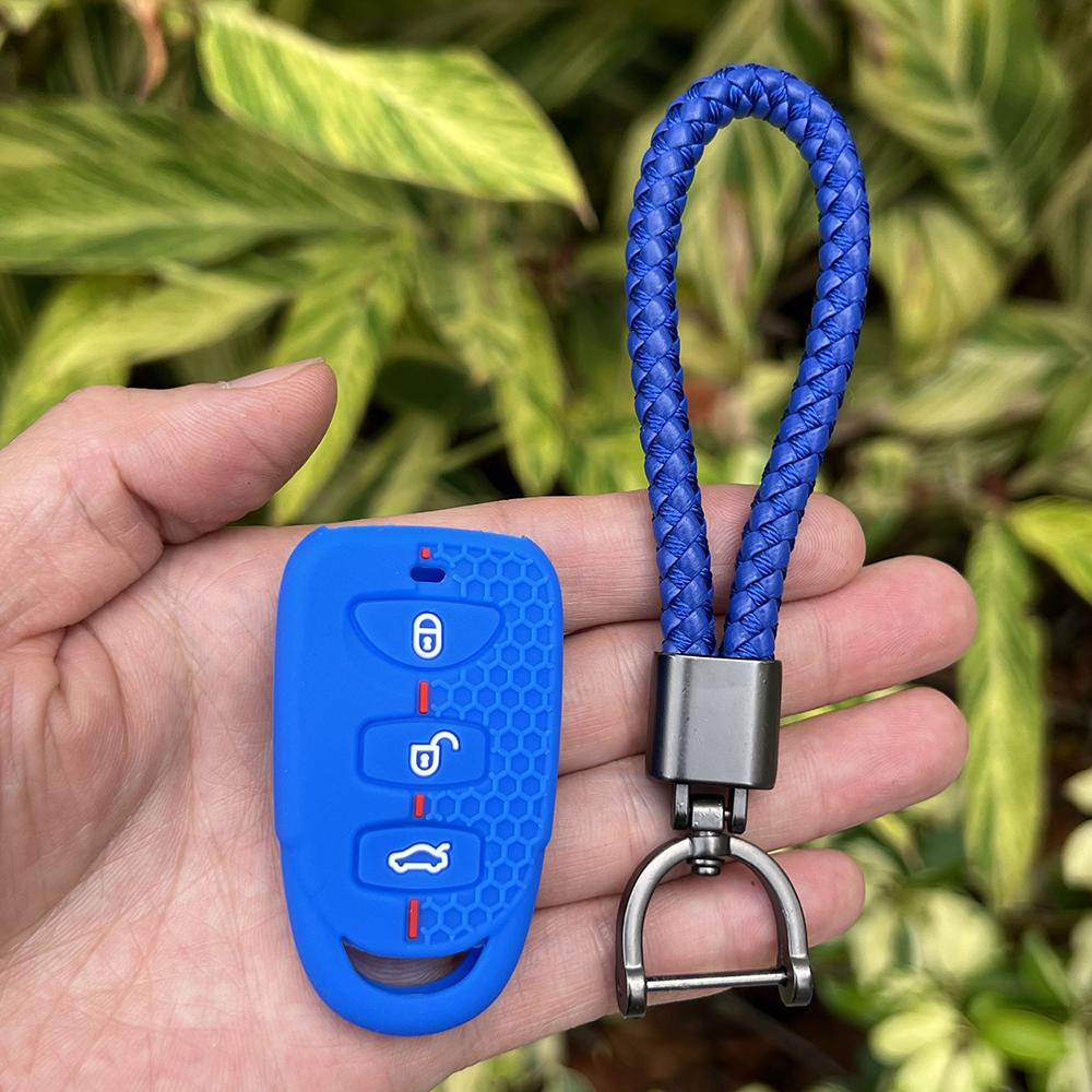 Silicone Car Key Case for Hyundai Kia Elantra Sonata Accent Tucson Sonata Santa FE Carens 2007-2011 Rubber Remote Cover Keychain