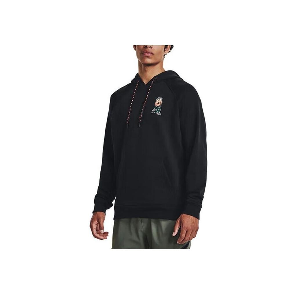 Under Armour Rose Letter Print Heavyweight Cotton Training Hoodie Men Hoodies Black 1379688-001
