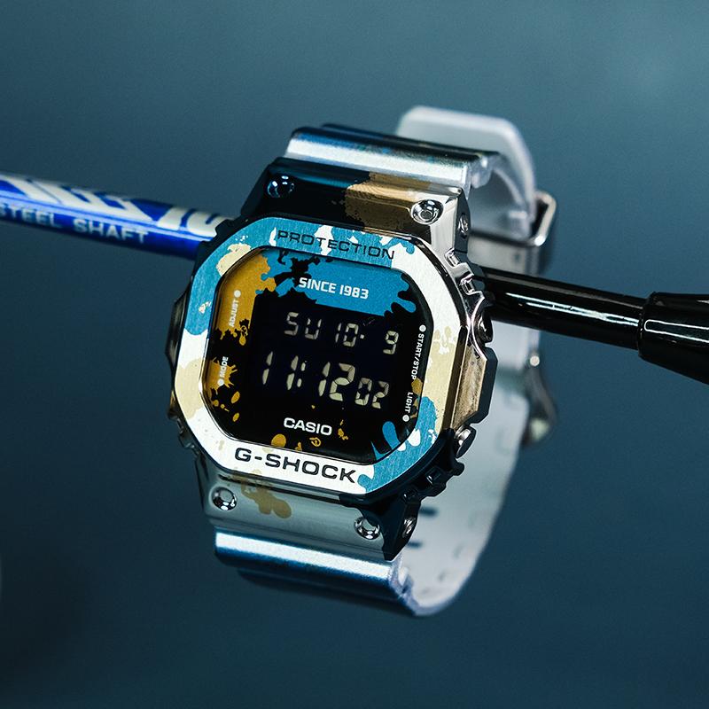 Casio 's 40th anniversary first release street graffiti style retro classic small square waterproof watch quartz movement resin strap GM-5600SS-1PR